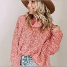 FREE PEOPLE BFF Pink/Scarlet Turtleneck Sweater size Medium