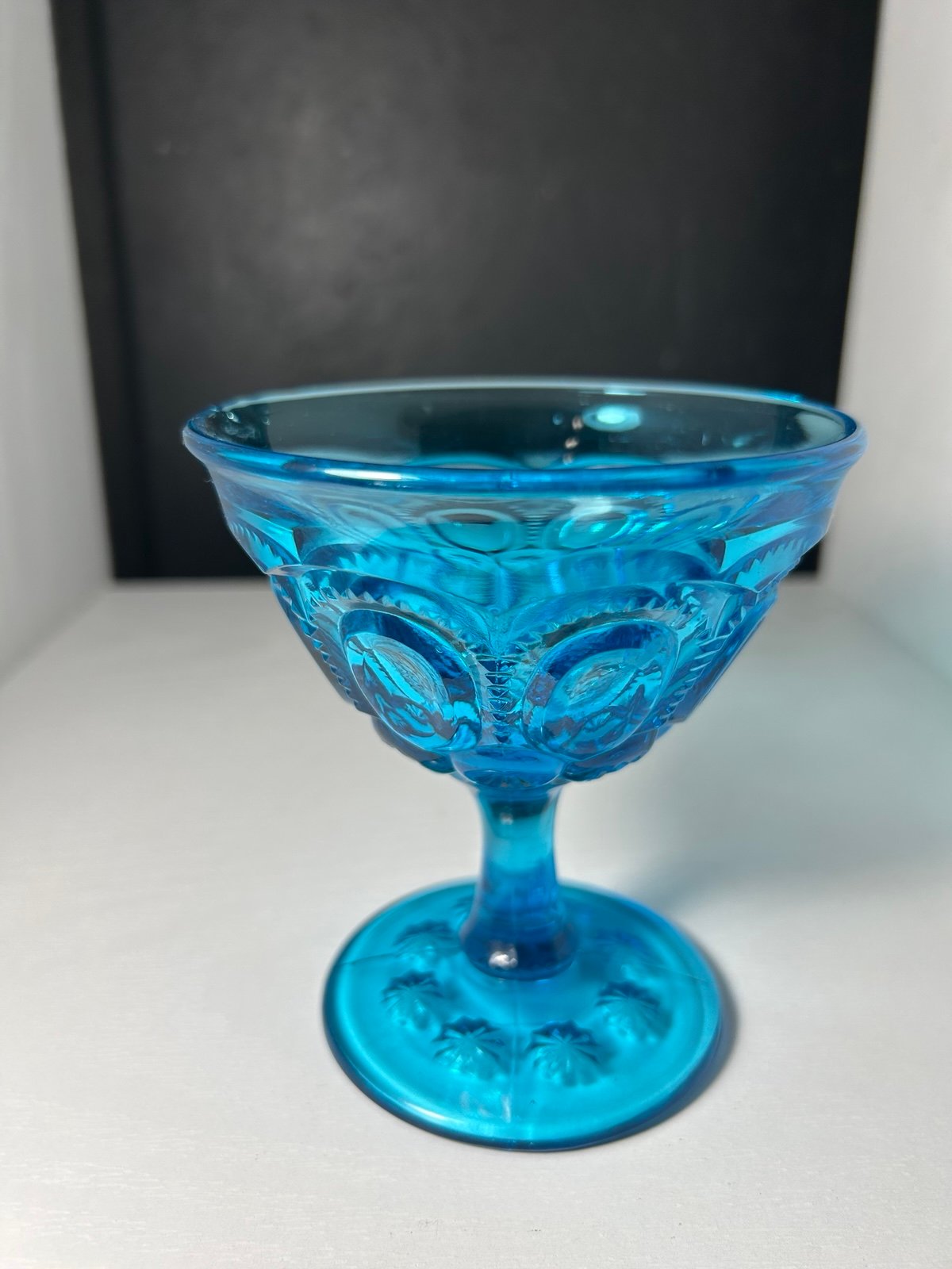 Vintage Handmade By LE Smith Moon And Stars Blue Wine Glasses Set Of 4