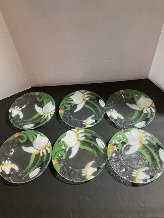Fused Flower Salad/Dessert Plates. After Sydenstricker 6 3/4 inches diameter