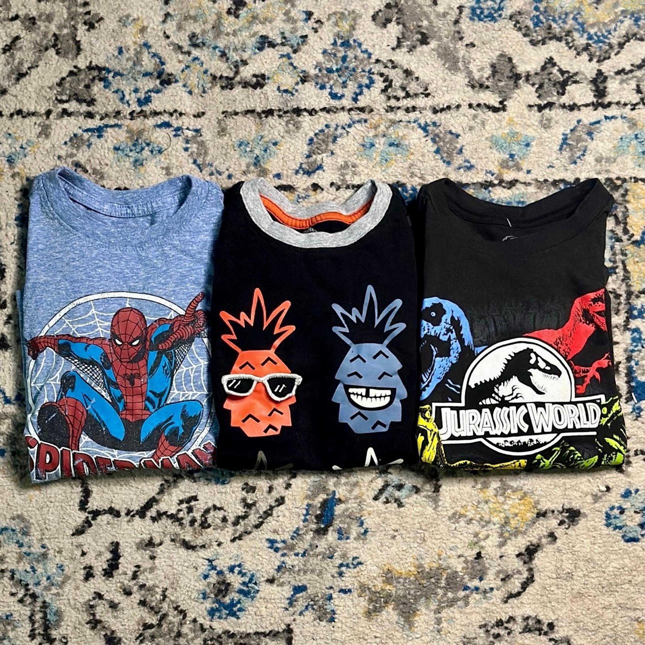 Toddler Boy Lot Short Sleeve Size 5 Graphic T Shirt Jurassic World Spiderman