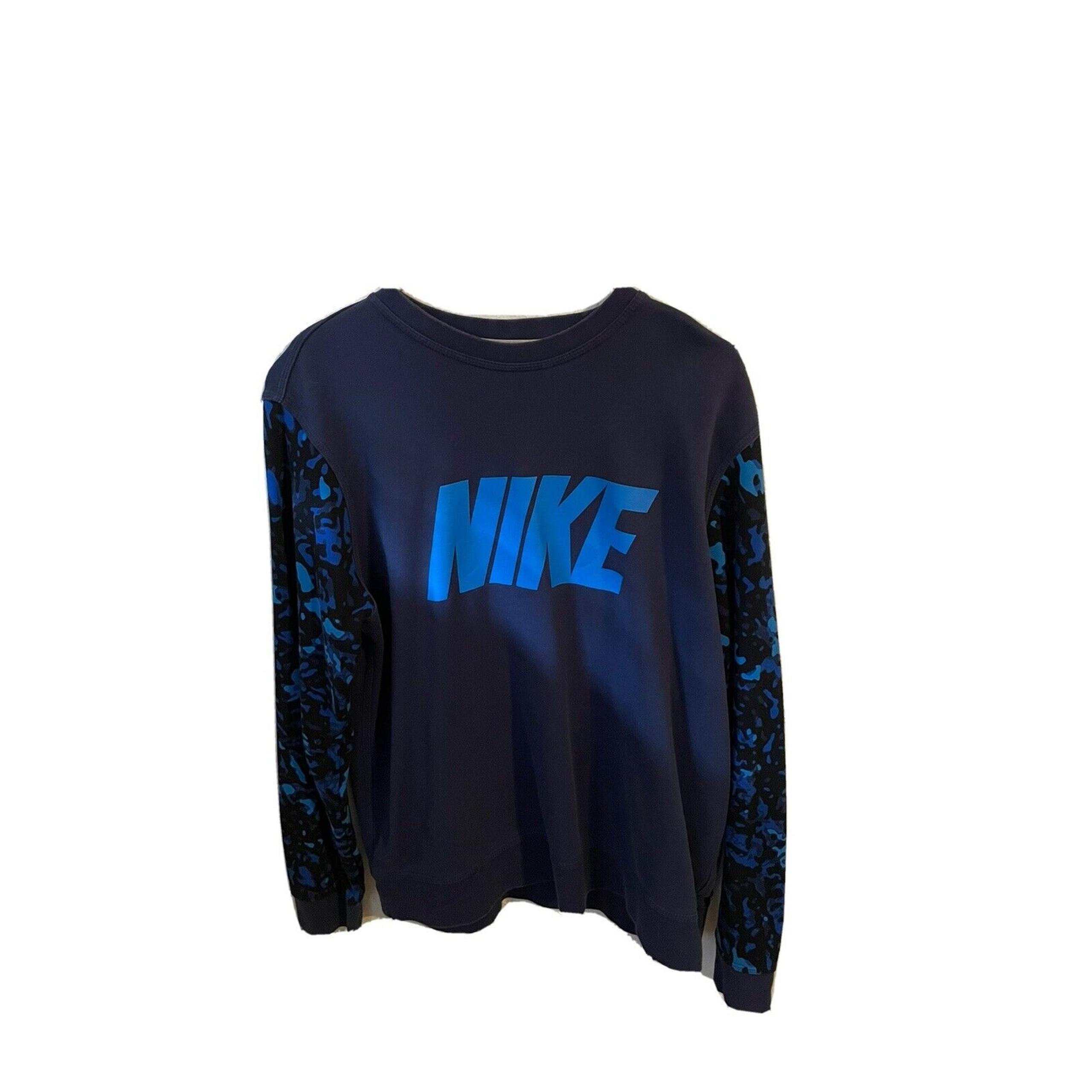 Nike Sportswear Sweatshirt Blue Camo Camouflage Sleeves Men's Size XL