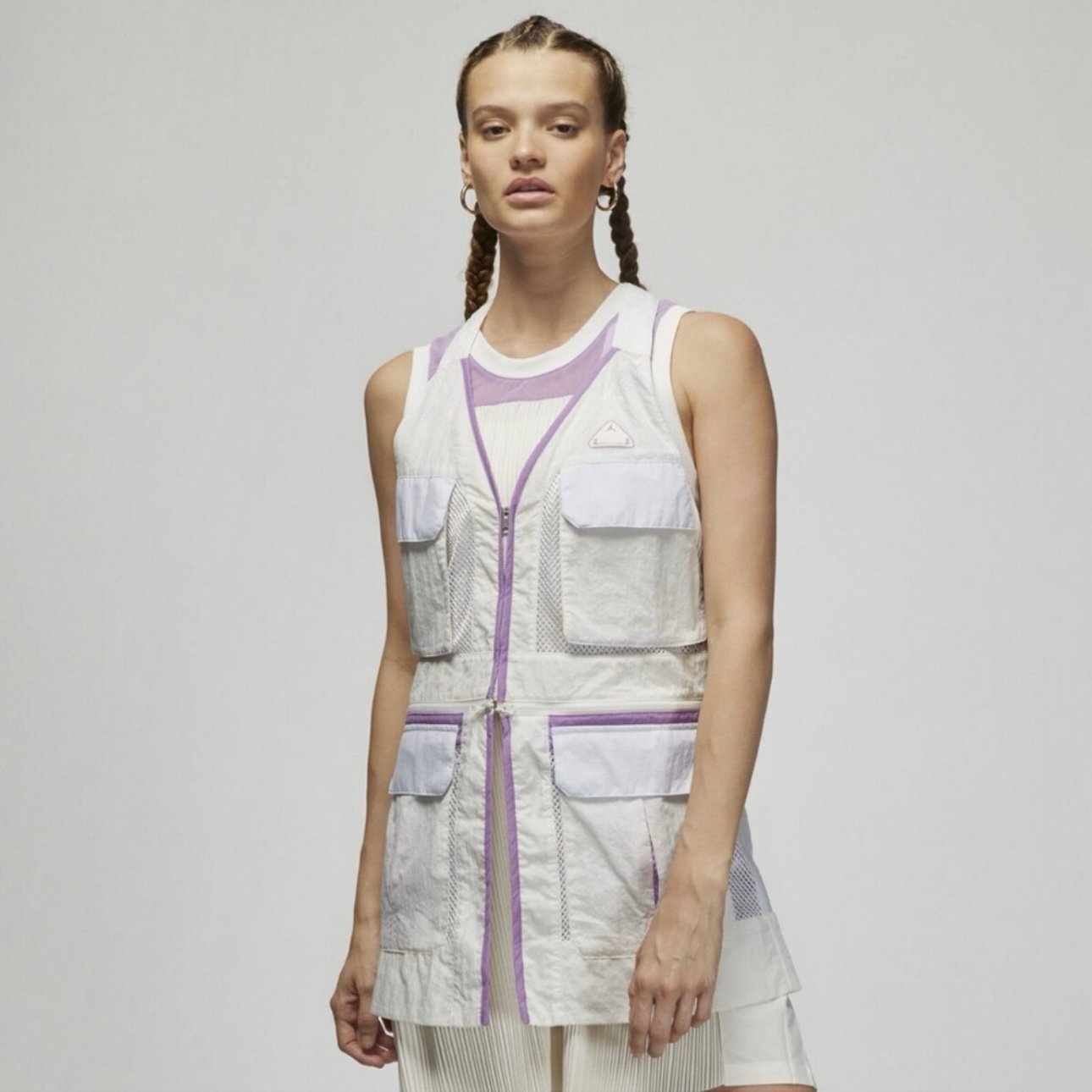 Jordan 23 Nike White Lavender Zip Mesh Athletic Engineered Layering Gilet Vest
