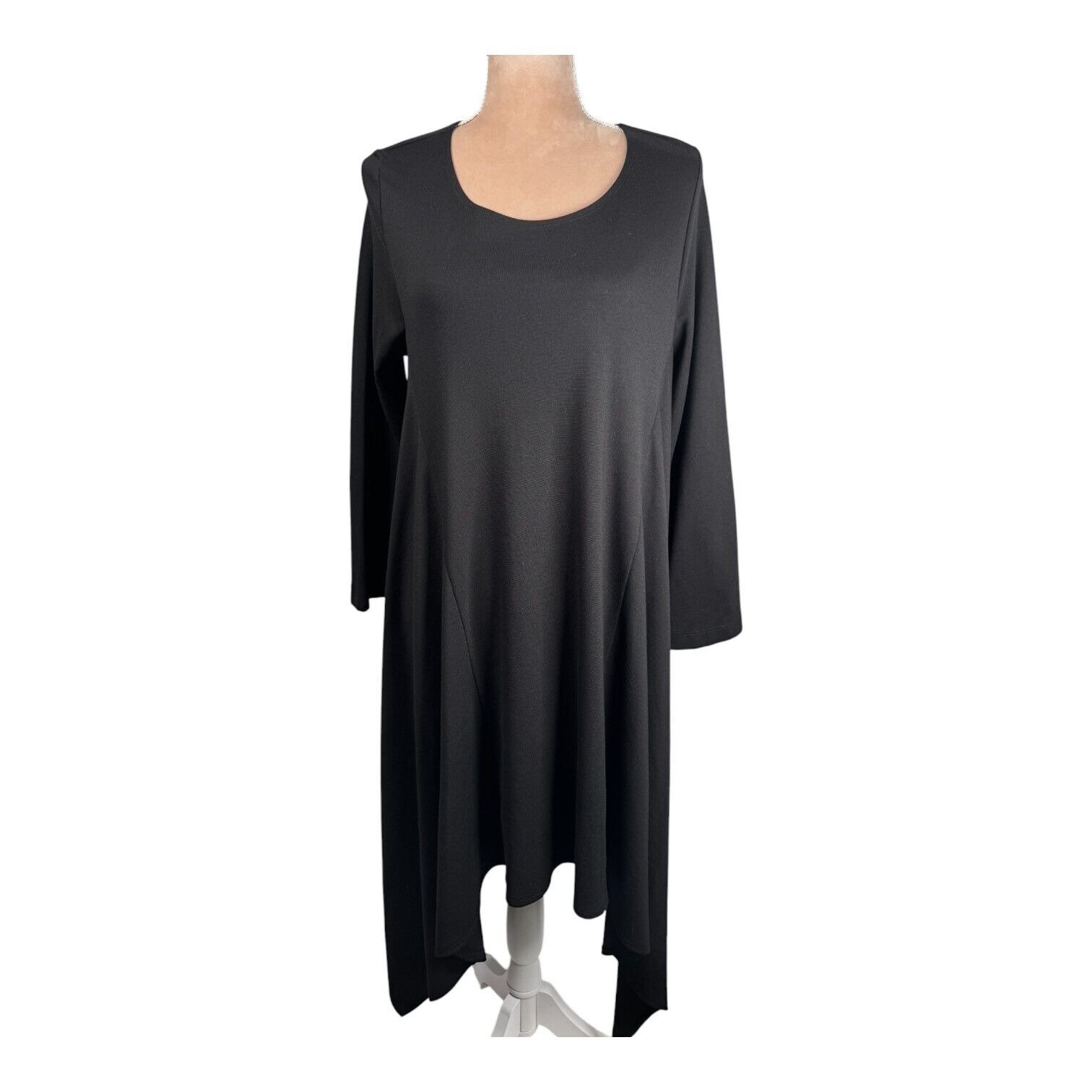 Bryn Walker Sz M Asymmetrical Long Swing Shirt Black Long Sleeve Lagenlook NEW