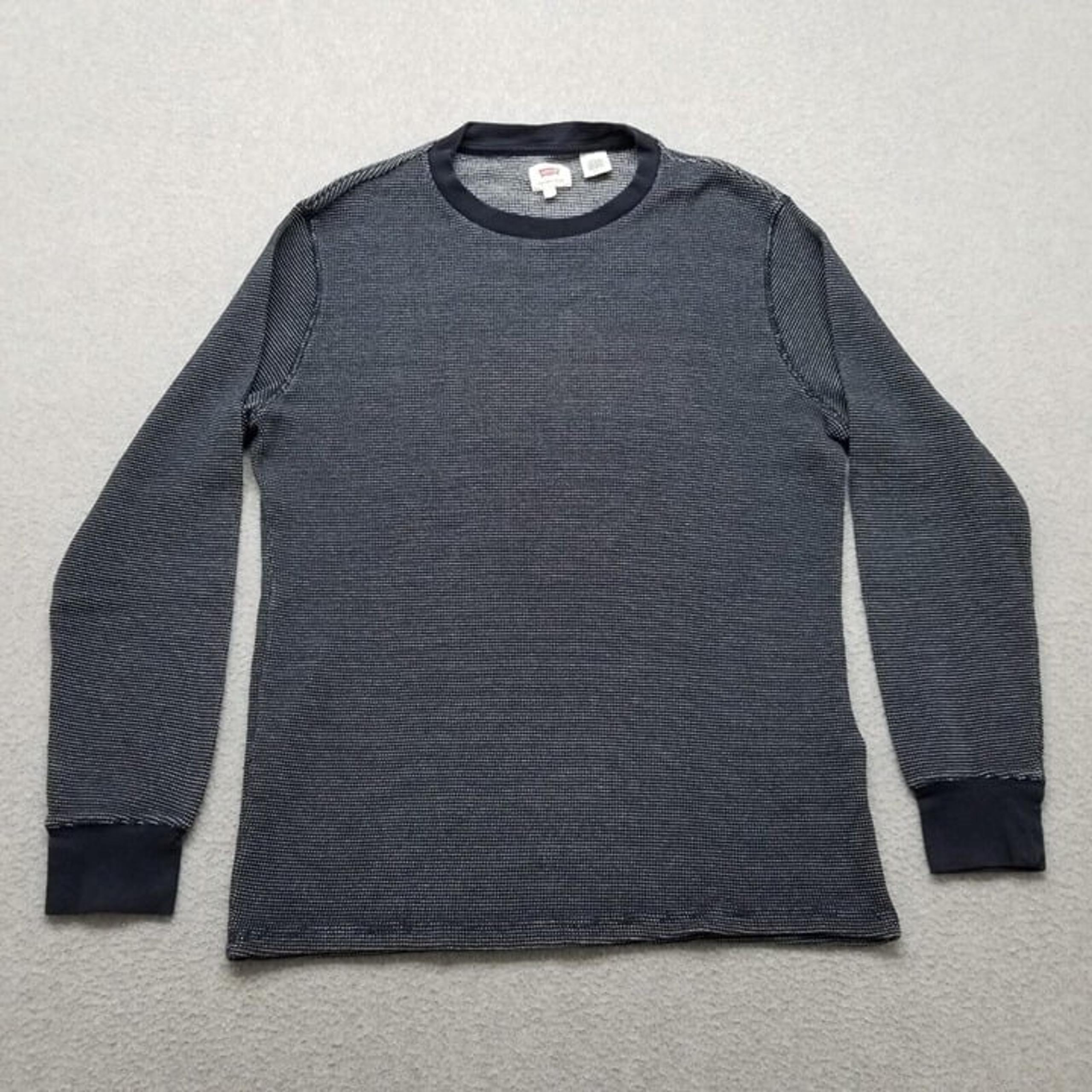 Levis Sweater Mens Small Blue Long Sleeve Pullover Crew Neck Cotton Casual