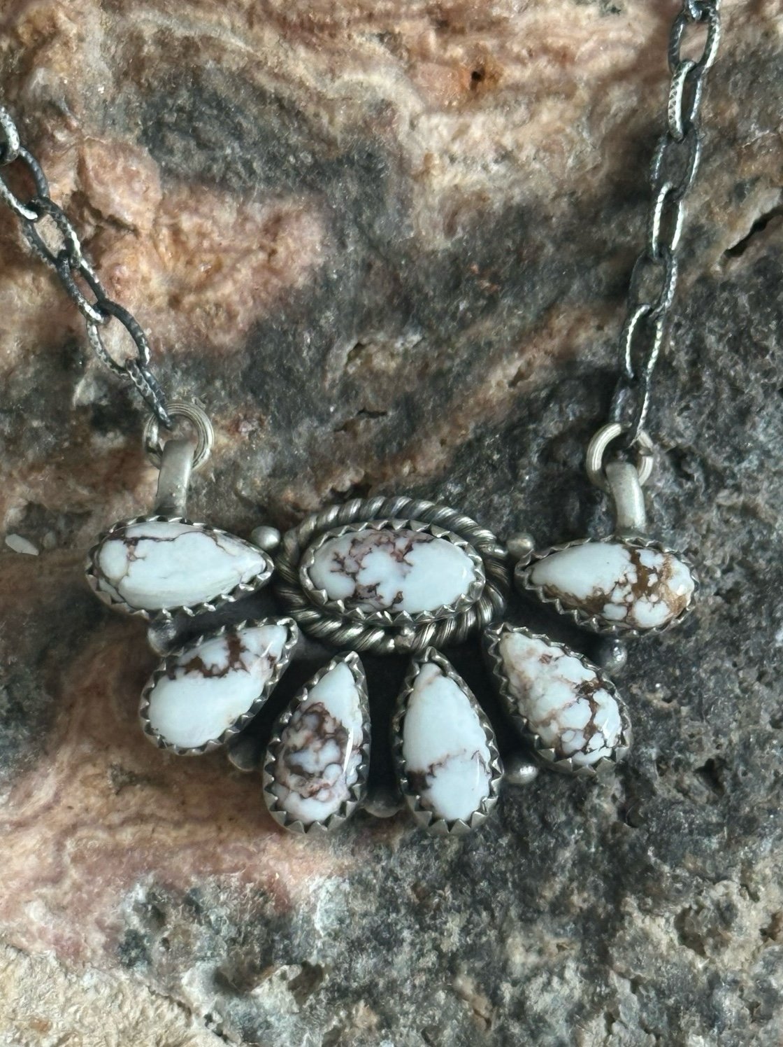 Wild Horse Half Cluster Southwestern Sterling Silver Necklace
