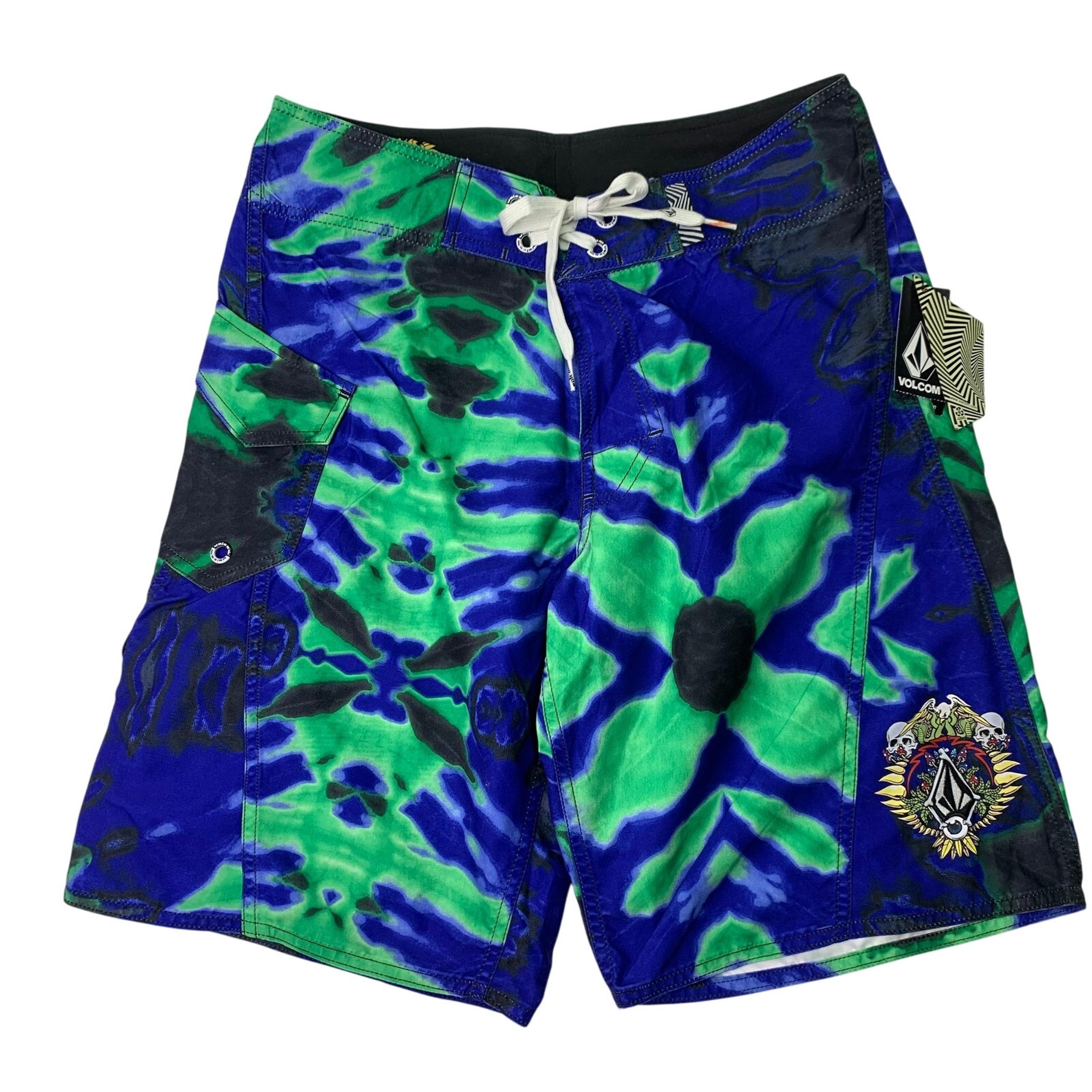 NWT Volcom Mens Size 30 Green Blue Black Swim Shorts Boardshorts Trunks