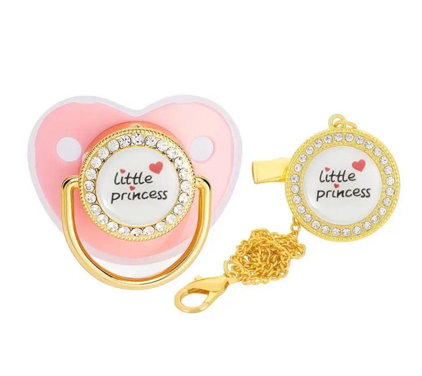 Baby Pacifier with matching clip. Little Princess