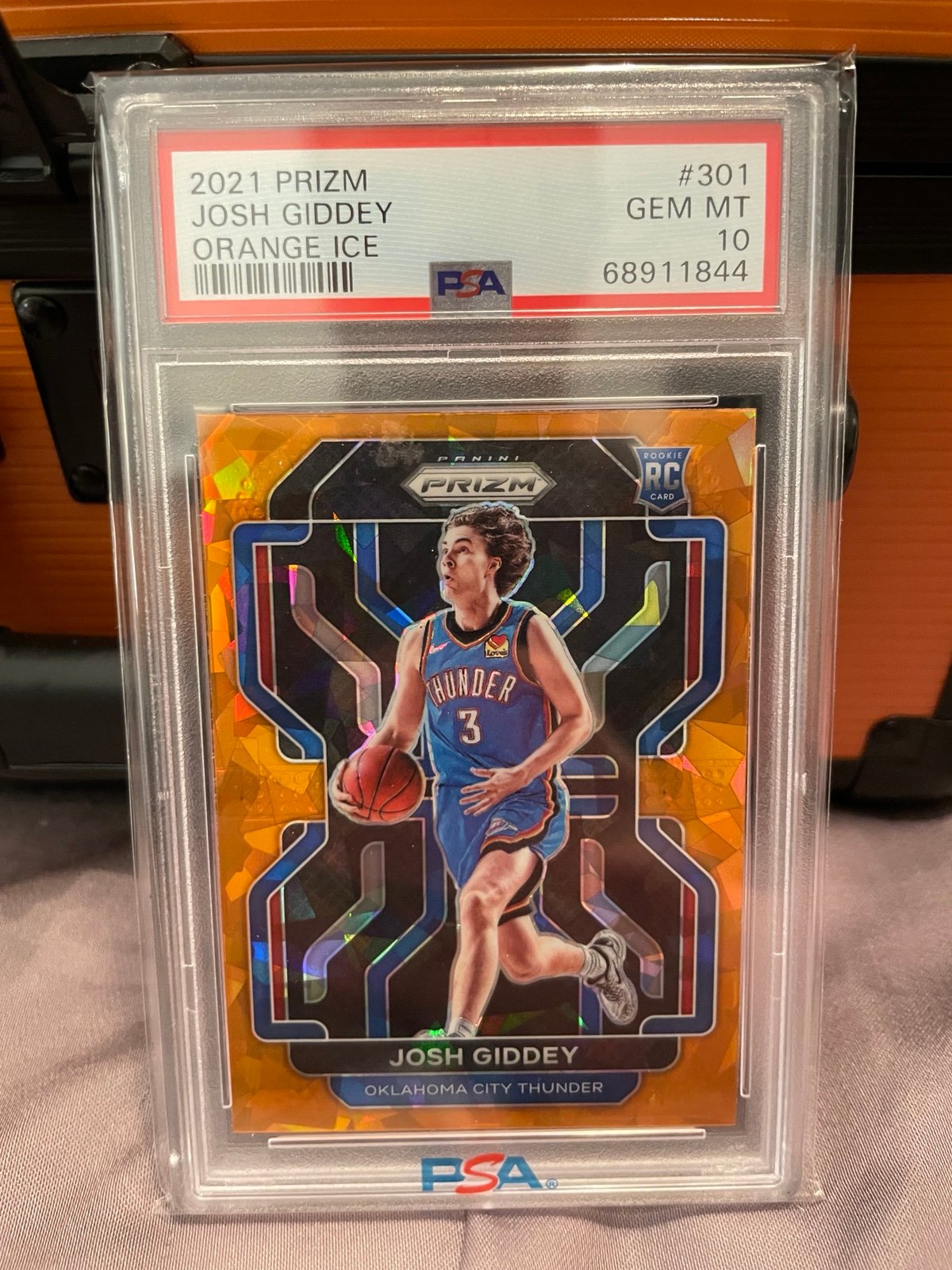 2021 Panini Prizm Josh Giddey Orange Cracked Ice PSA 10 Rookie OKC