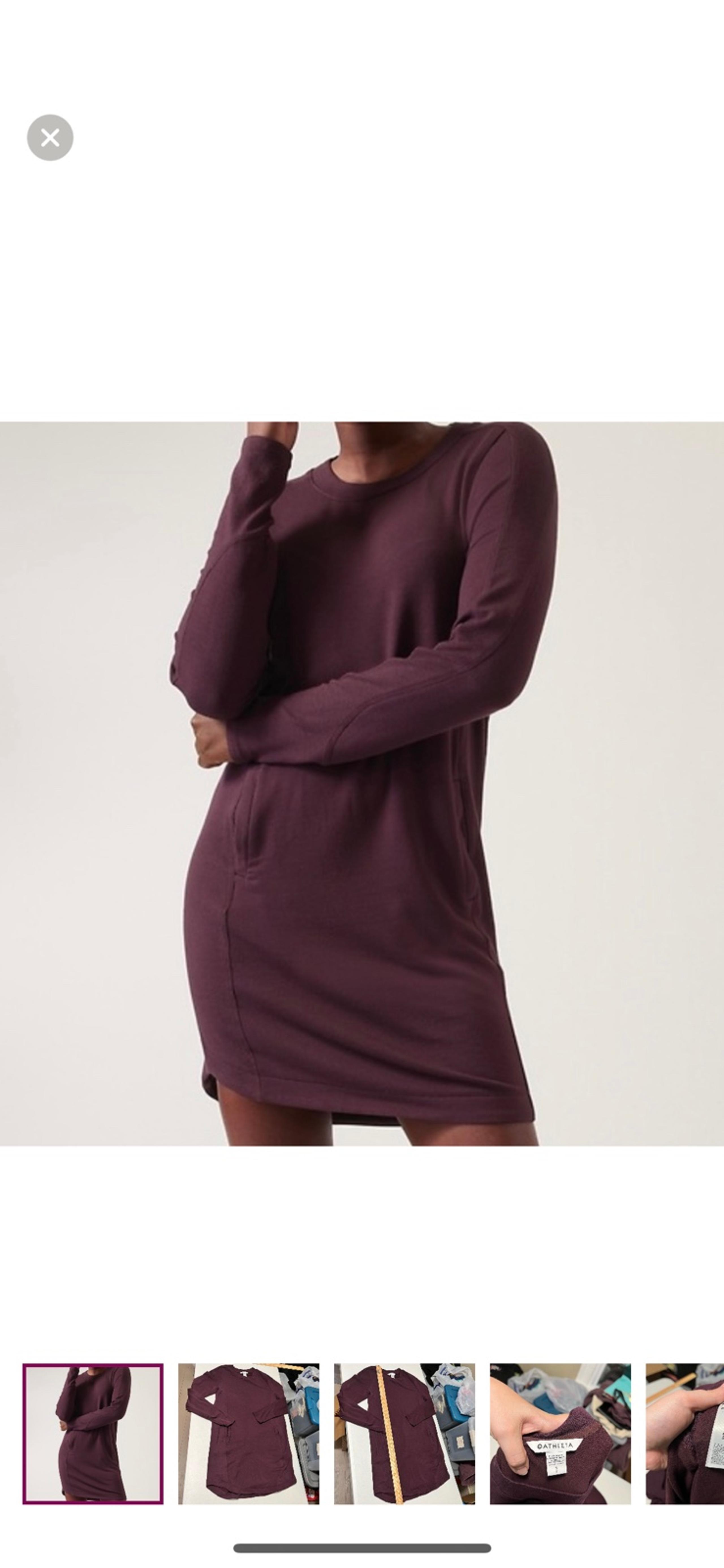 Athleta Balance Dress Spiced Cabernet Maroon Red Long Sleeve Tencel Small M2