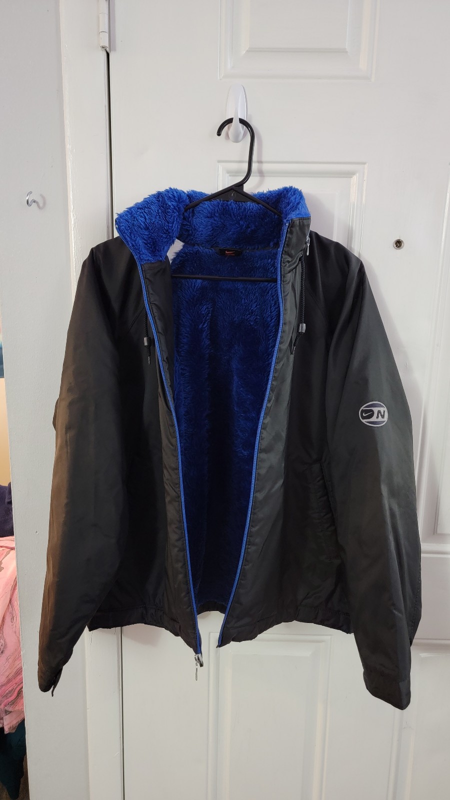 Vintage 90s Nike blue fur coat jacket
