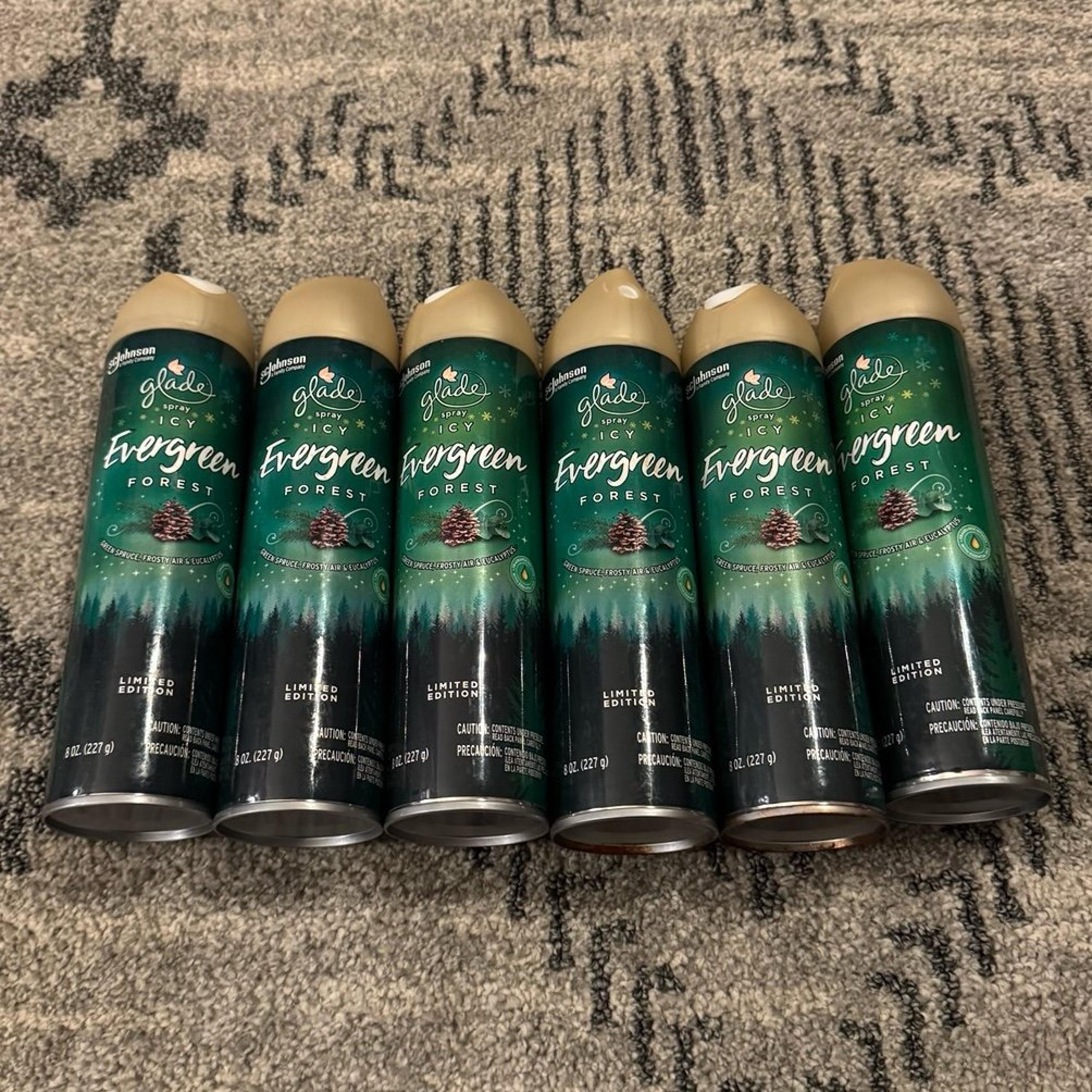 Glade Air Freshener 6 NEW spray cans Icy Evergreen Forest Rare Discontinued