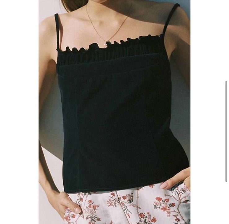 CIAO LUCIA Tomasina Velvet Tank Top in Midnight Navy Medium