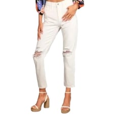 NWT AFRM Luisa White Distressed High Rise Ankle SkinnyJeans Button Fly Size: 27
