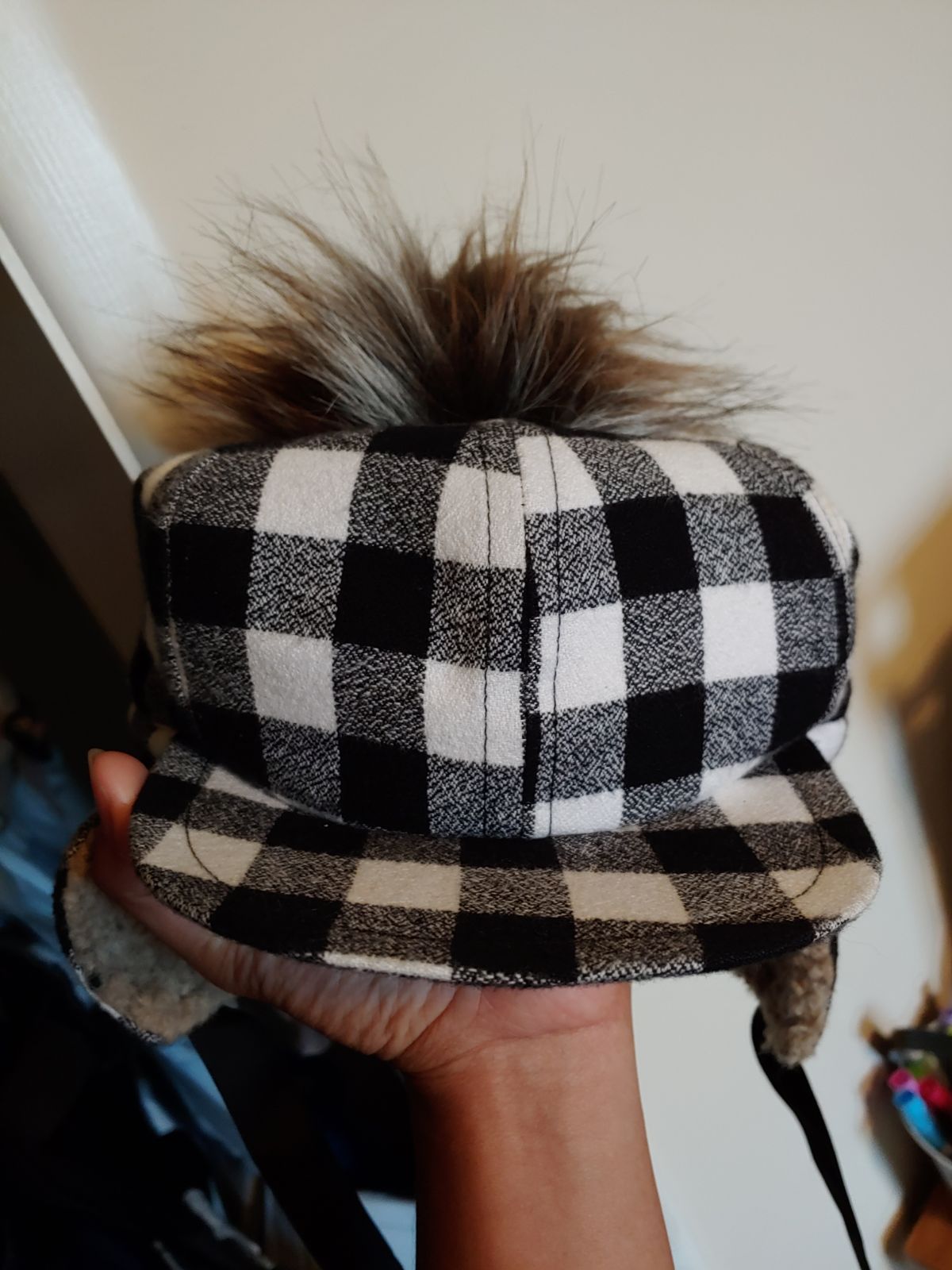 George Hat Black White Plaid Toddler