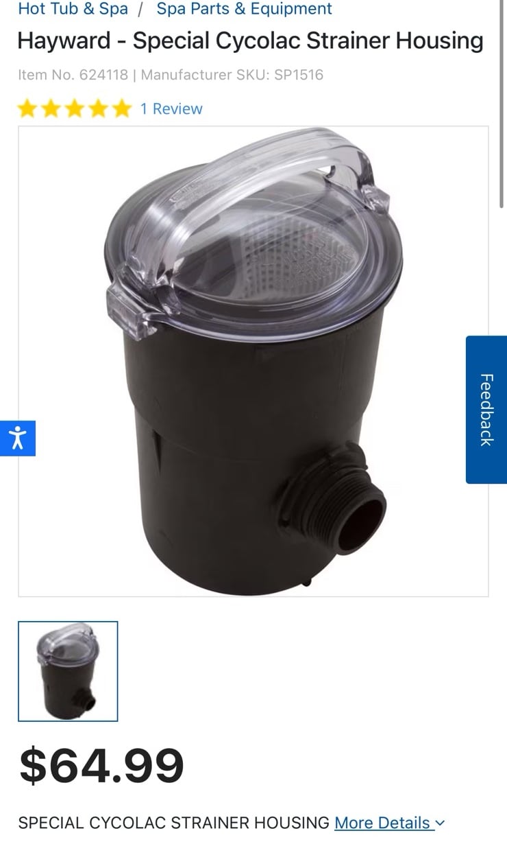 Hayward SPX1500CAP swimming pool Strainer Housing filter with Basket Replacement