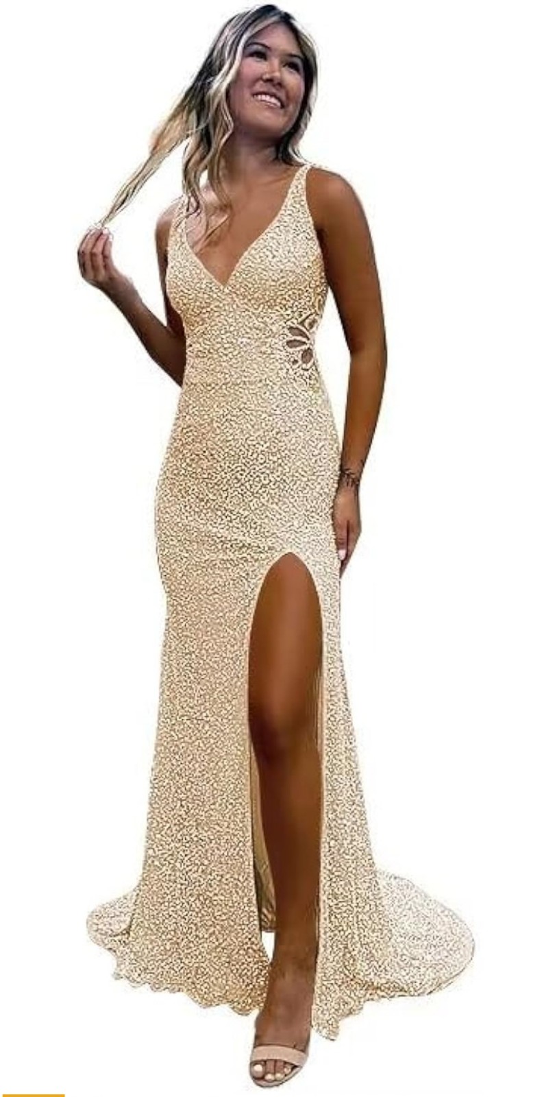 Dress Prom Formal Champaign Gold Color New
