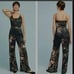 Anthropologie Adelyn Rae Rosanna Pink on Black Floral print jumpsuit size L NEW