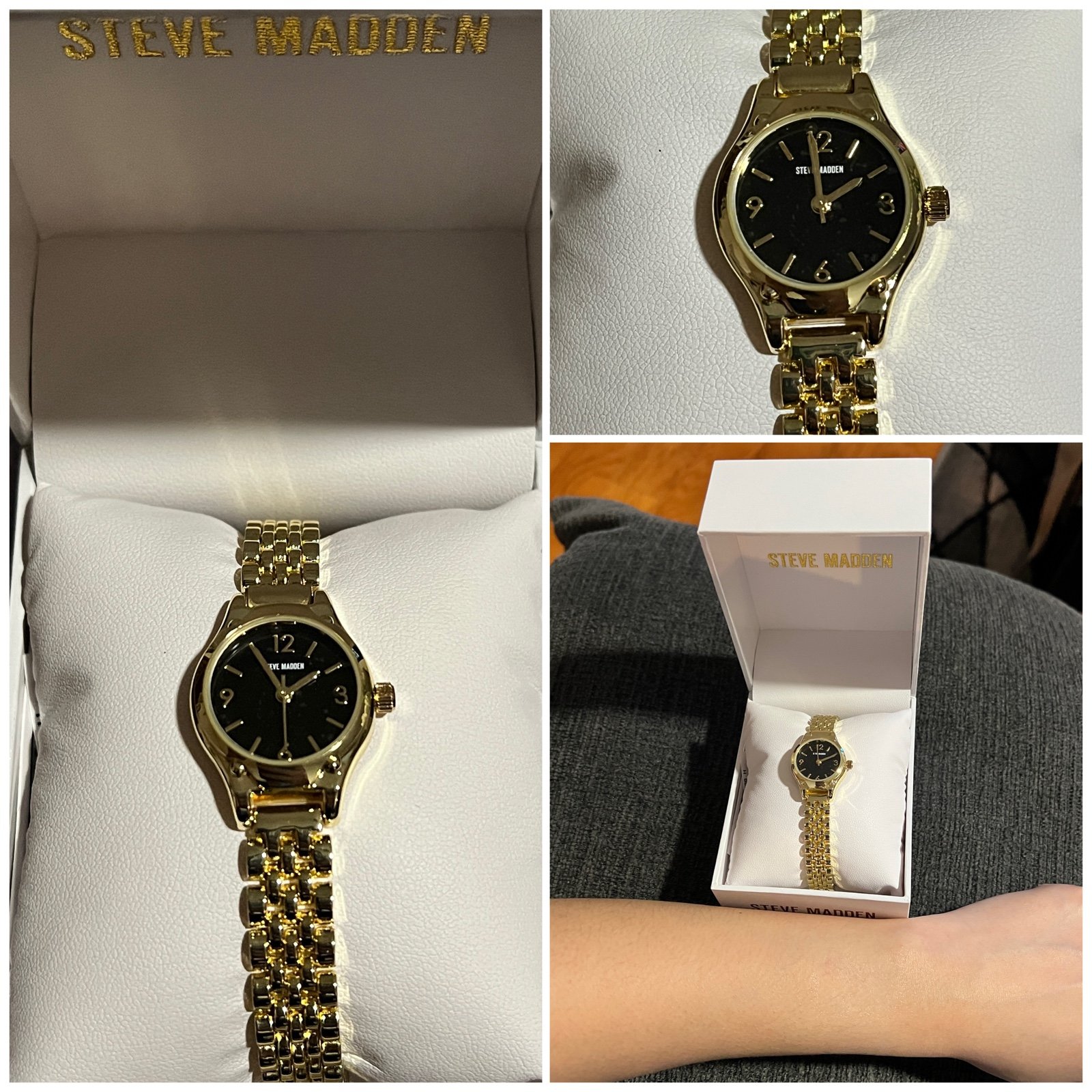 Steve Madden Elegant Classic Round Face Gold Tone Vintage Style Dainty Watch