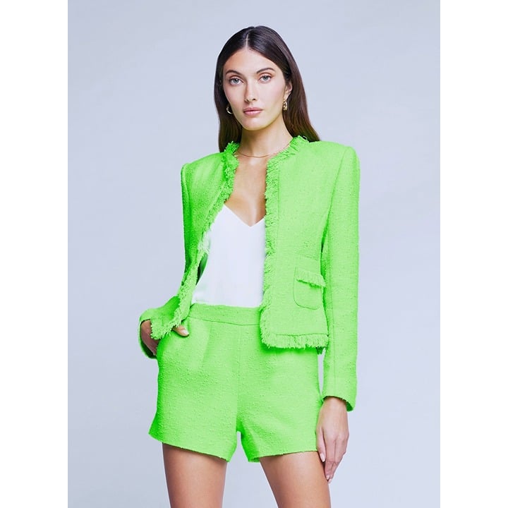 NEW L'AGENCE Angelina lime green Tweed Blazer size 4