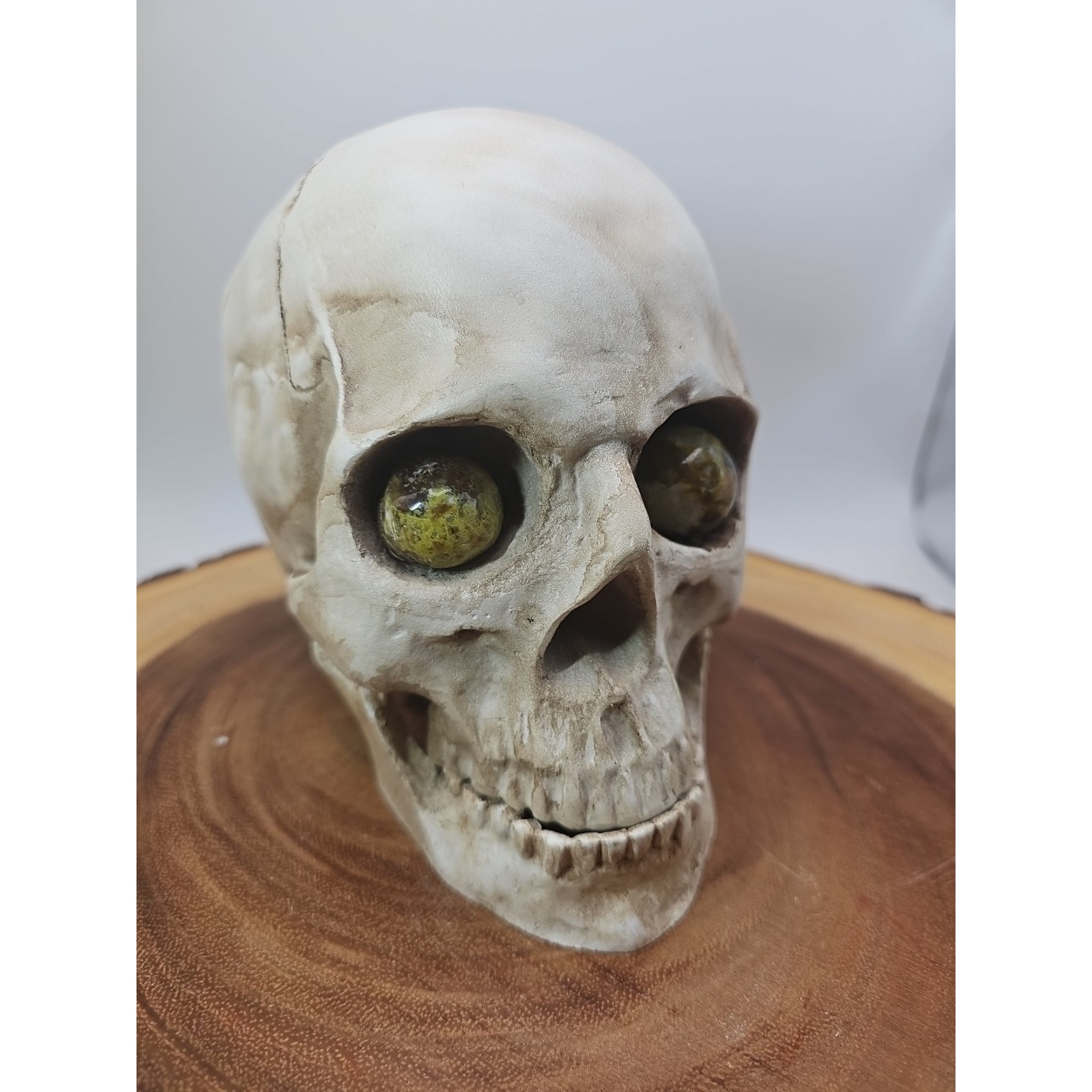 Resin Skull W/Ocean Jasper Quartz Eyes