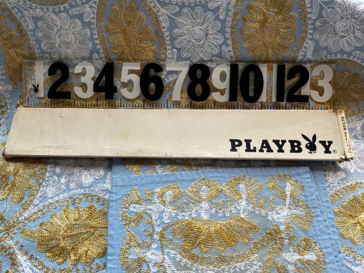 Vtg 70's Playboy Bunny Playboy Rules Mod Art Numbers Lucite 13 Ruler w/ Box