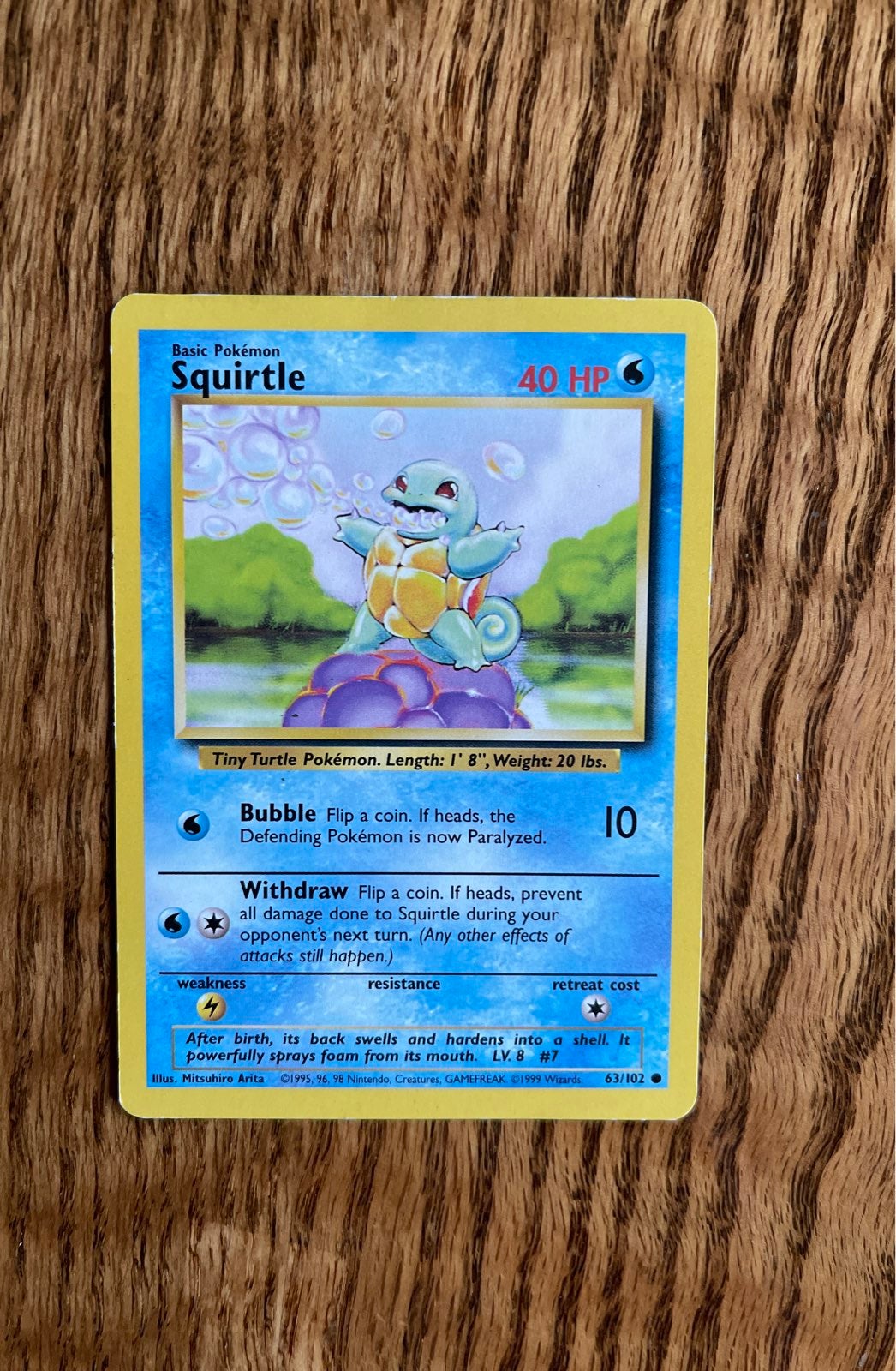 Squirtle Pokemon Card 63 w/Sleeve