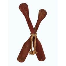 Decorative Rustic Wooden Oar Paddle Set With Rope Accent Red & Natural Wood Fini