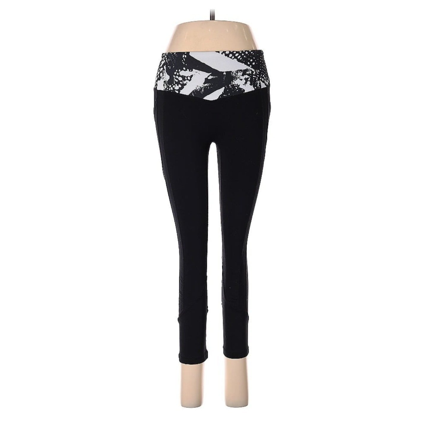Lululemon Black & White Printed Waist Crop Leggings - Size 6