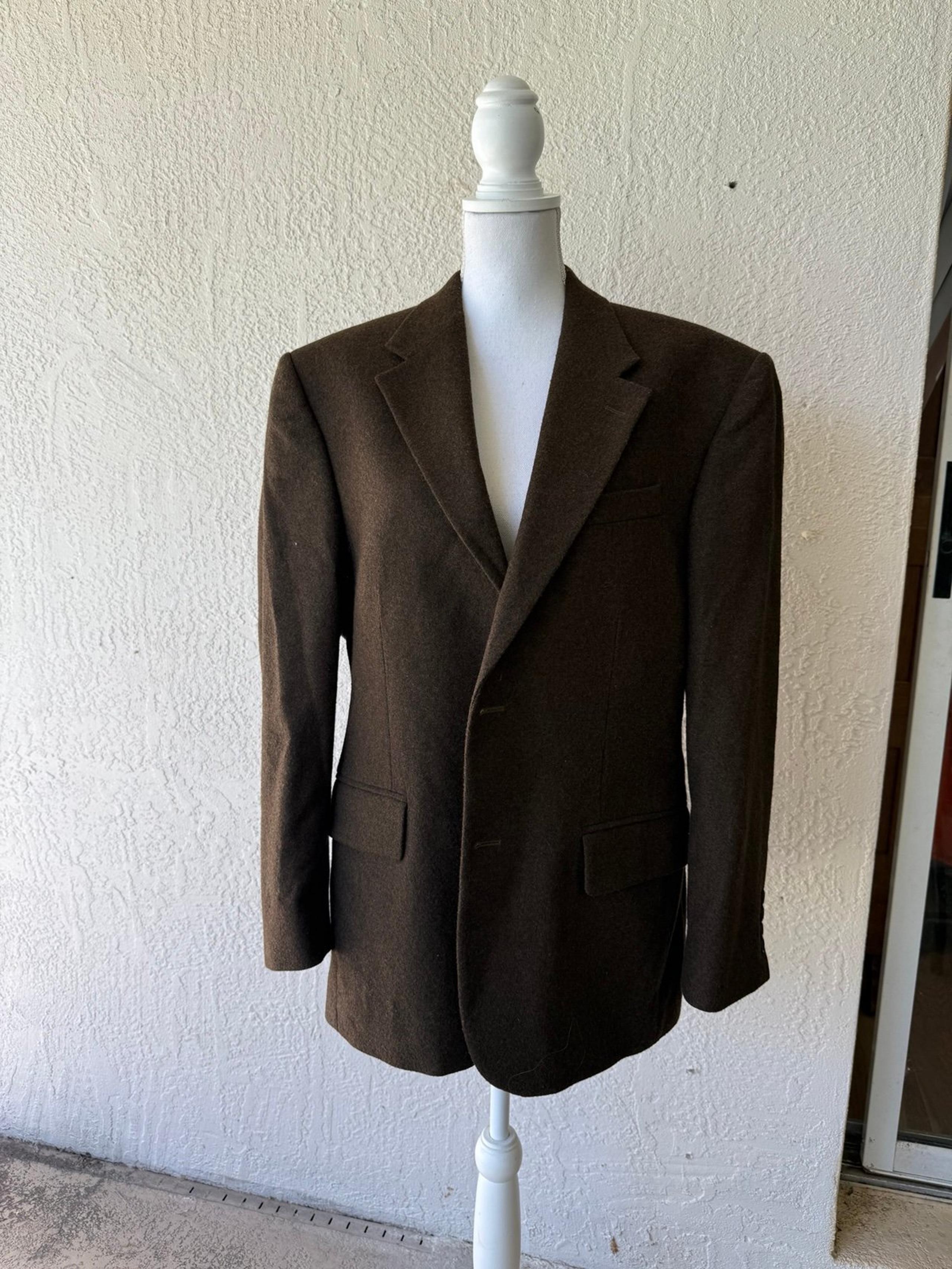 Vintage Oscar De La Renta Wool Blazer Suit Jacket Mens Brown Designer