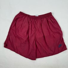Vintage Nike Shorts Size Medium Red Nylon Elastic Waist Lined Spellout Logo Y2K