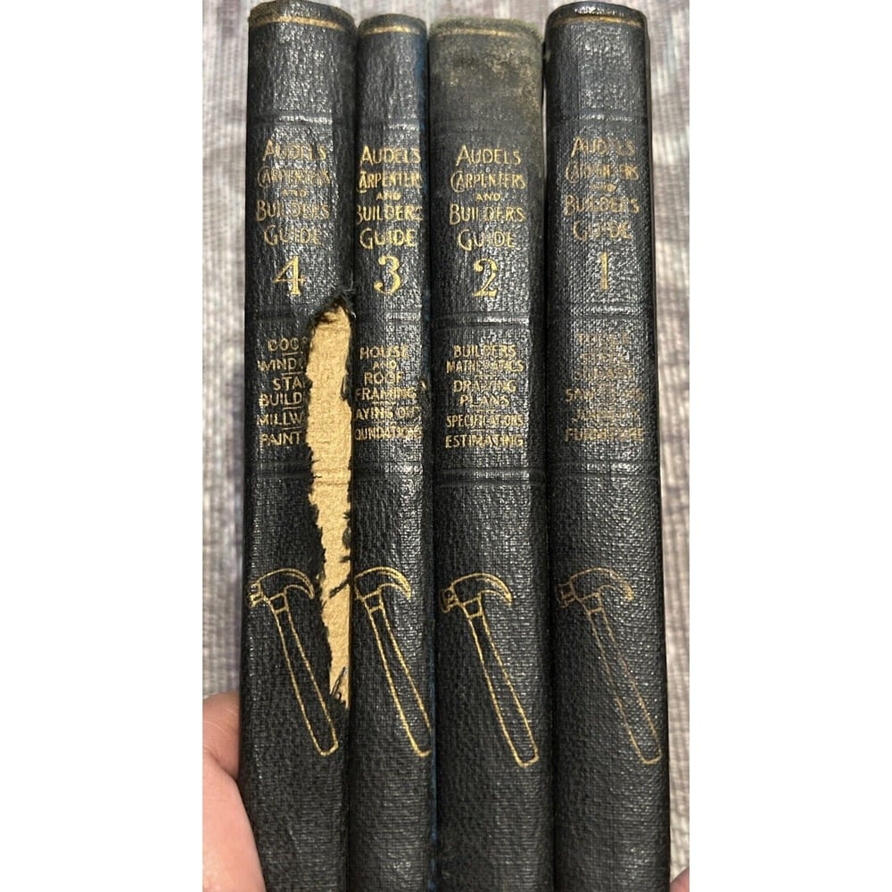 Audels 1923 Carpenters and Builders Guide Books Set Volumes 1 - 4 Leather