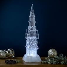 17.5 LED Lighted Acrylic Castle Christmas Snow Globe