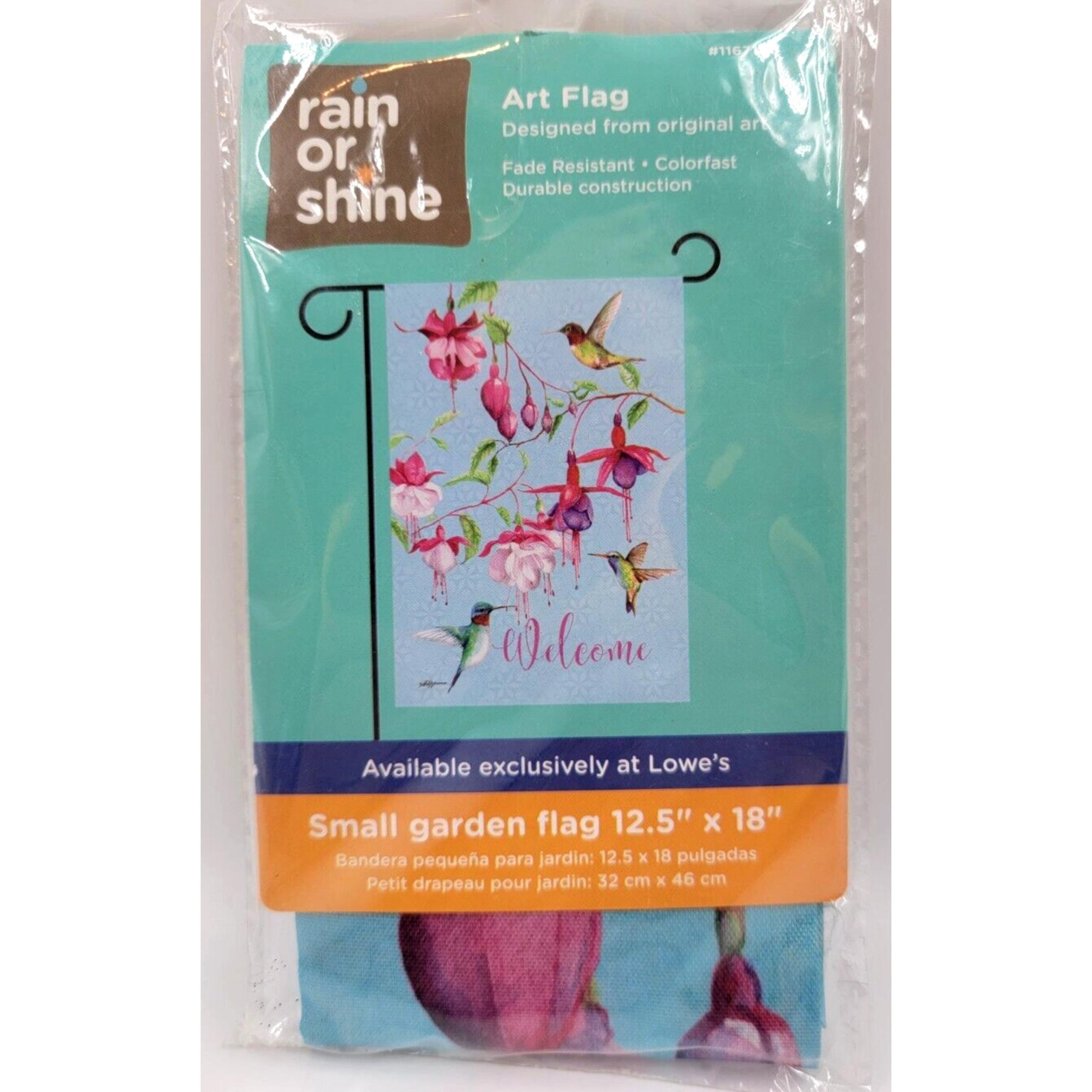 Hummingbirds Flowers Welcome 12.5" X 18" Garden Porch Flag Rain Or Shine