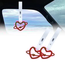 BRAND NEW 2PCS SPACE HEART RED JDM TSURIKAWA RING White Handle Strap Drift Charm