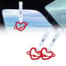 BRAND NEW 2PCS SPACE HEART RED JDM TSURIKAWA RING White Handle Strap Drift Charm
