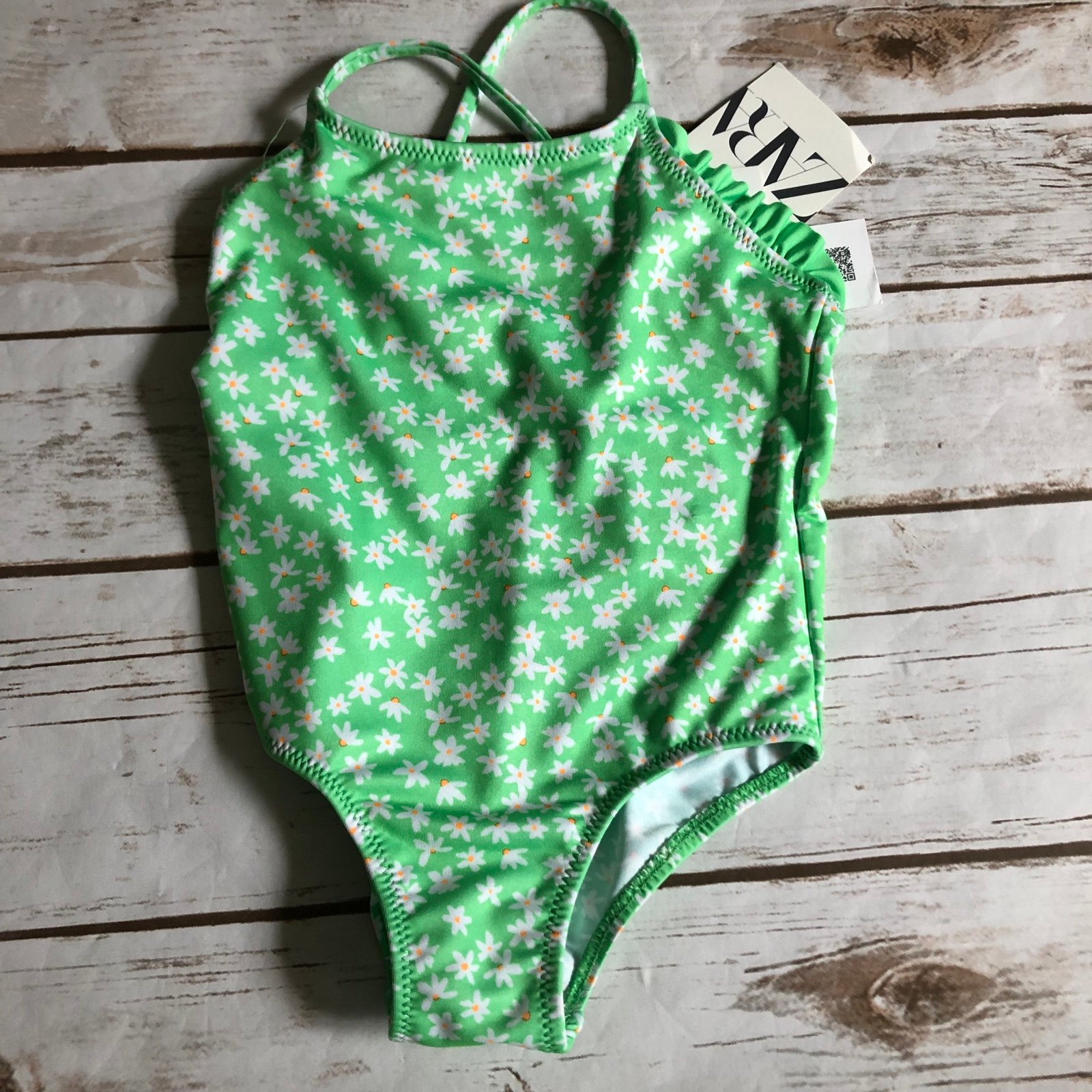 Zara green floral swimsuit