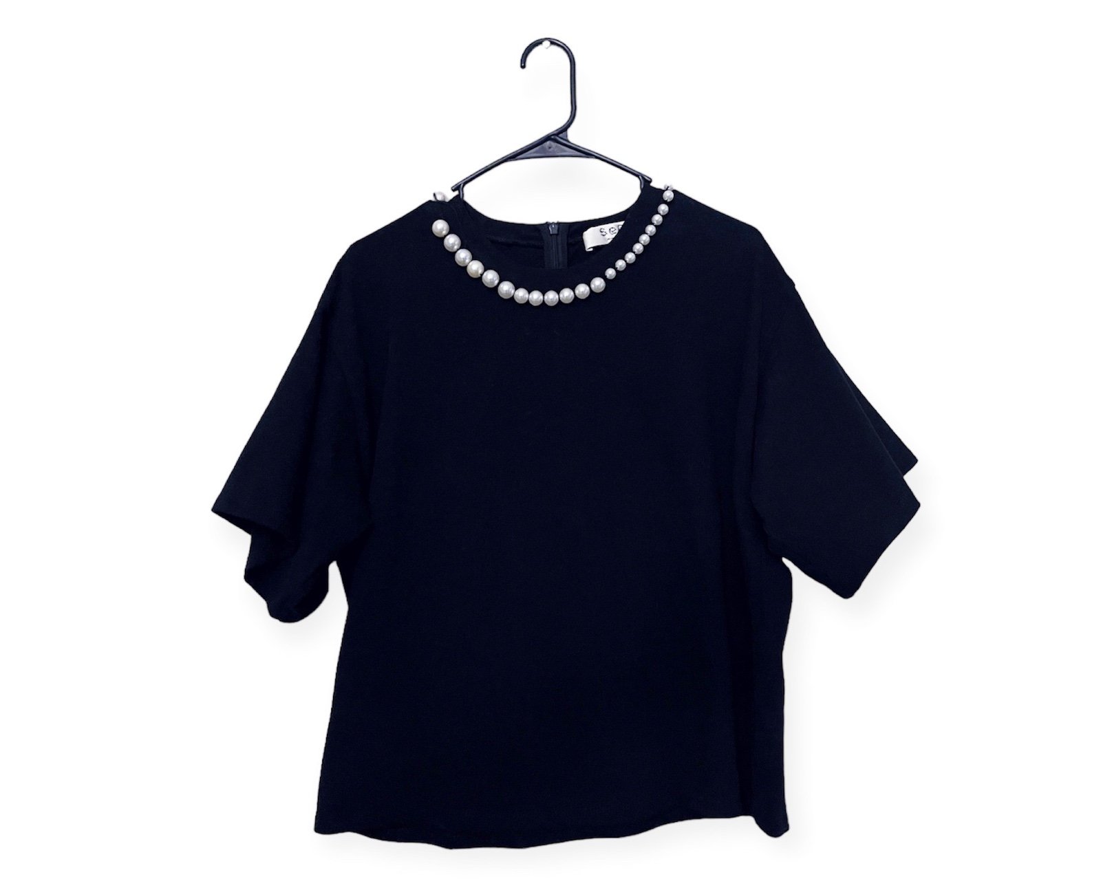 Sea brand faux pearl neckline boxy top fall trend preppy chic