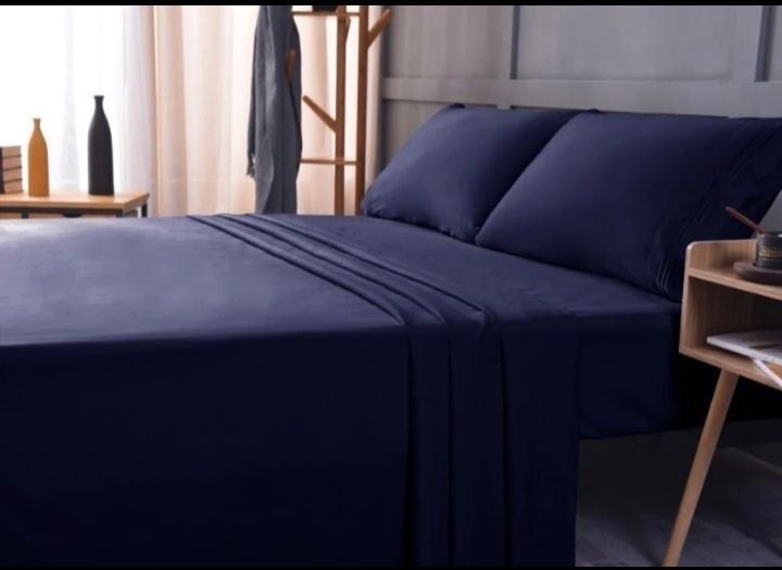 Deep Pocket Cool Bamboo Queen Luxury 1800 Sheet Set Navy