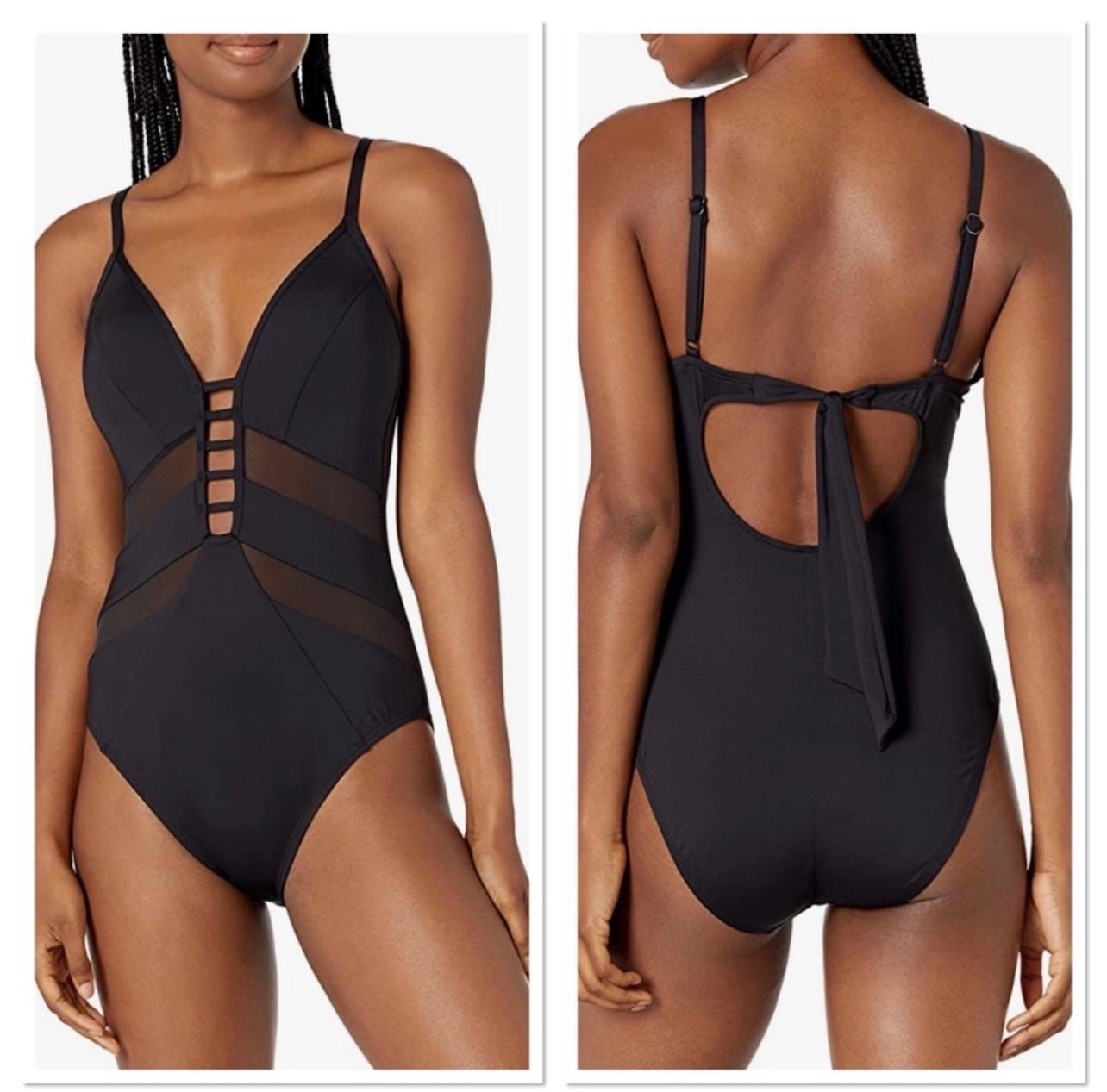 Kenneth Cole Black One Piece Swimsuit Size Large
