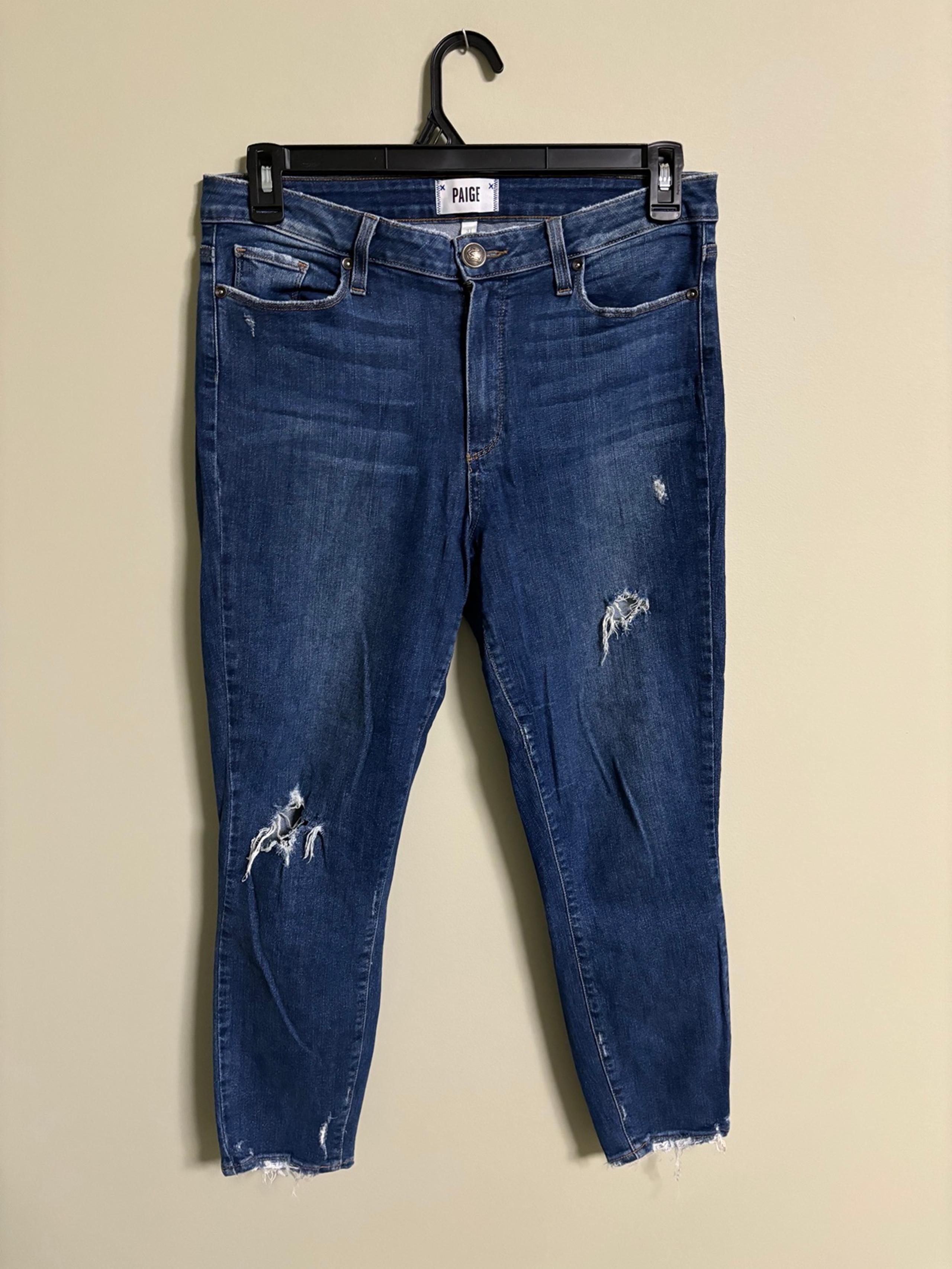 Paige Women’s Jeans Size 31 Blue Denim Stretch High Rise Hoxton Crop