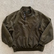 Vintage Bobby Jones 100% Silk Olive Green Golf Bomber Windbreaker Pullover M