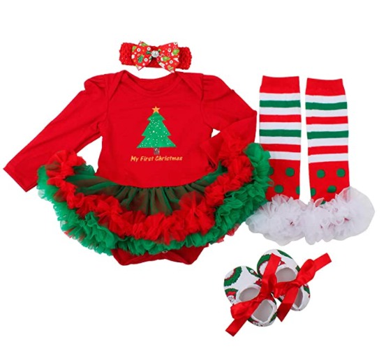My First Christmas Tree Baby Girl 4 Piece Outfit!