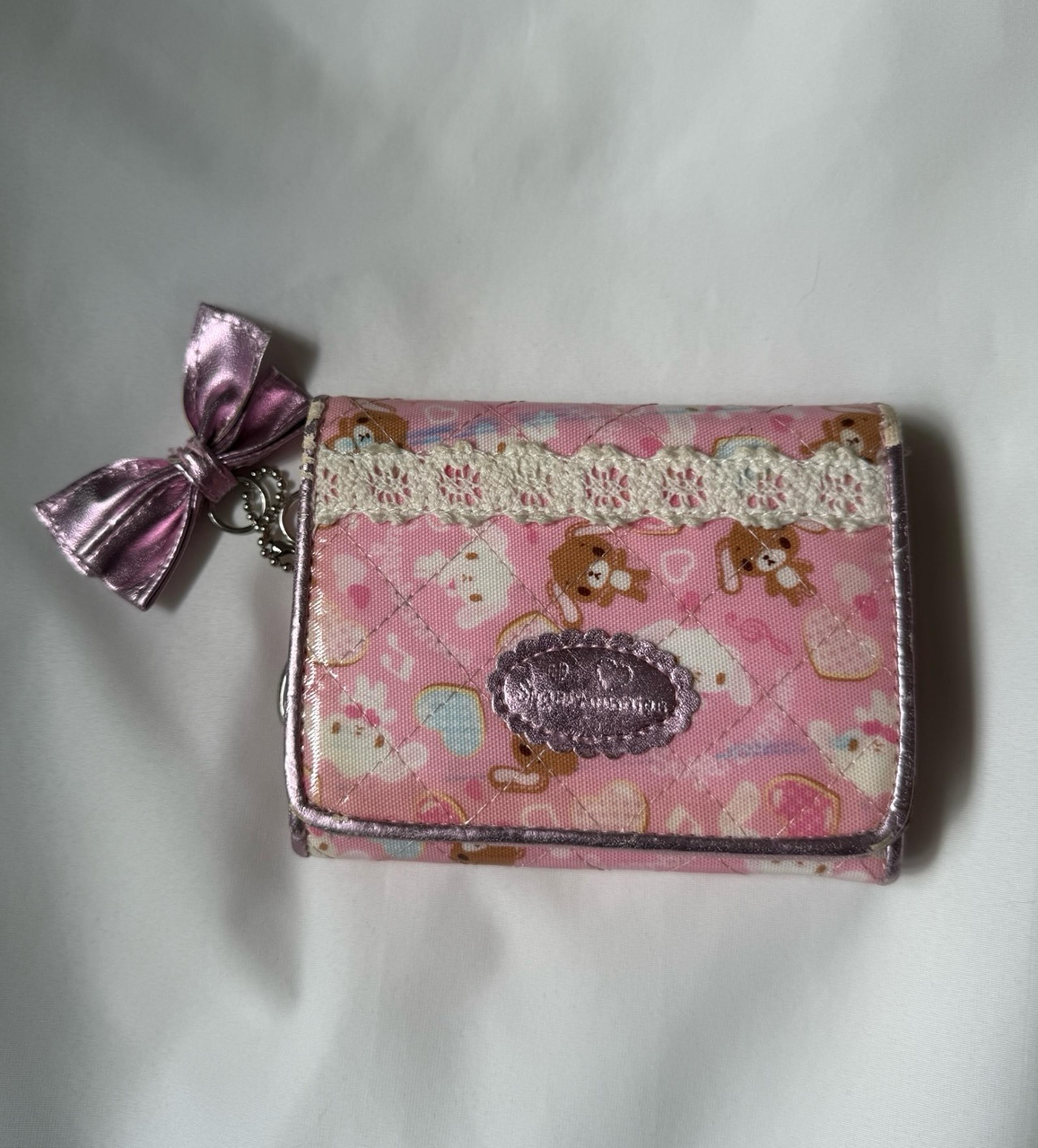 Sanrio Sugar Bunnies Folding Wallet Coin Purse Case Pink Shirousa Kurousa