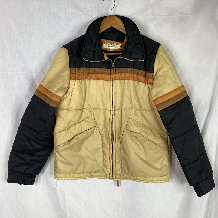70s 80s Weather Watchers Puffer Vest Jacket Colorblock Youth 18 Adult XS/S Hood