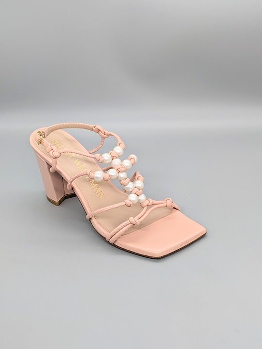 NIB Stuart Weitzman Women's Pearl Knot Block-Heel Sandals Size 6.5 B (MSRP 495)