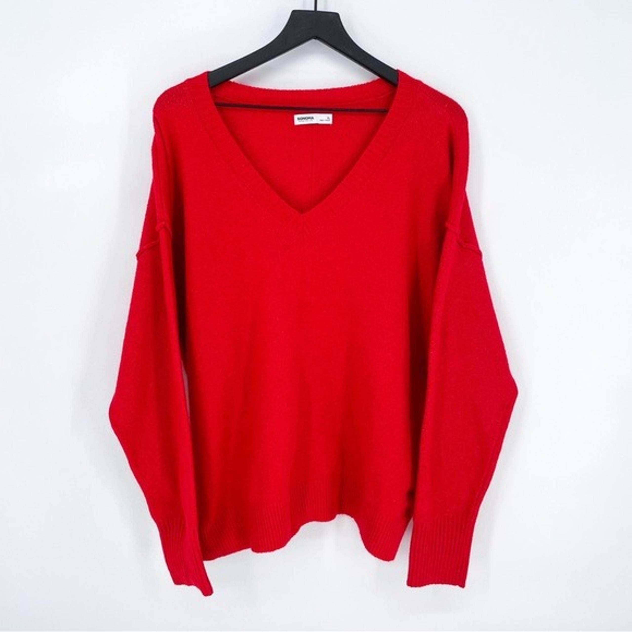 Sonoma V-Neck Knit Pullover Sweater Red XL