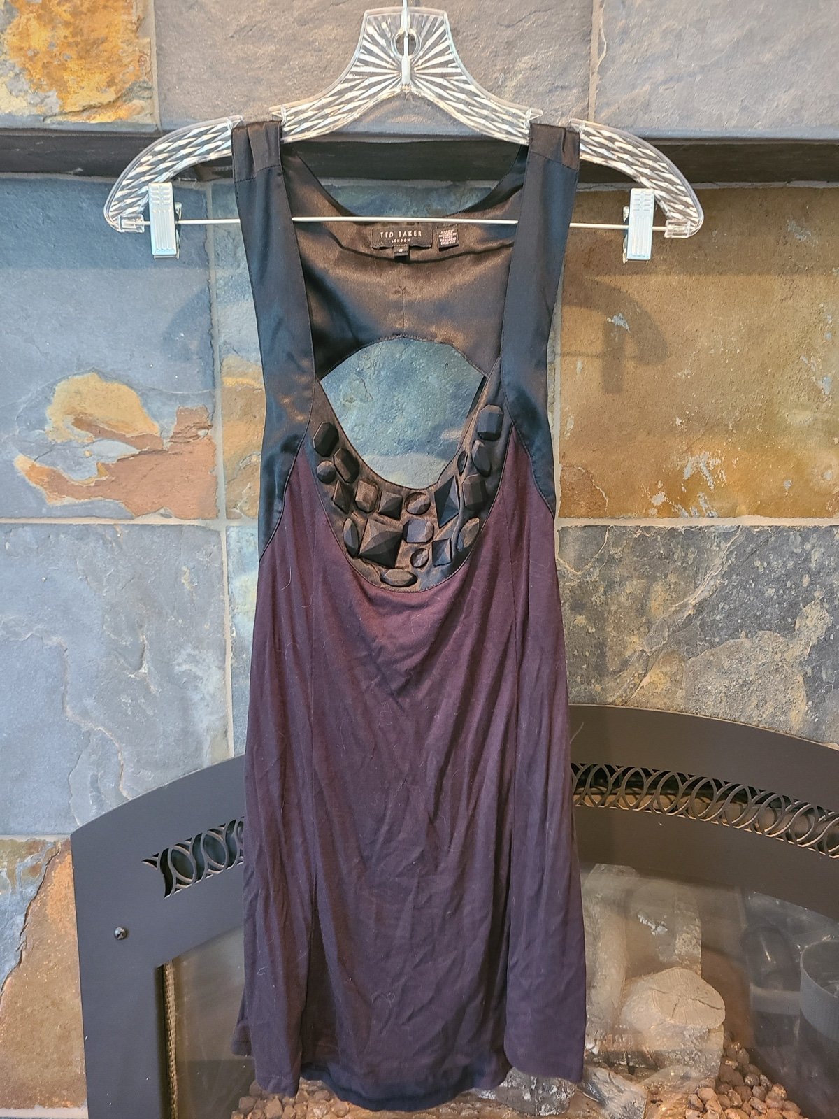 Ted Baker Black Rayon and Silk Studded Sleeveless Blouse