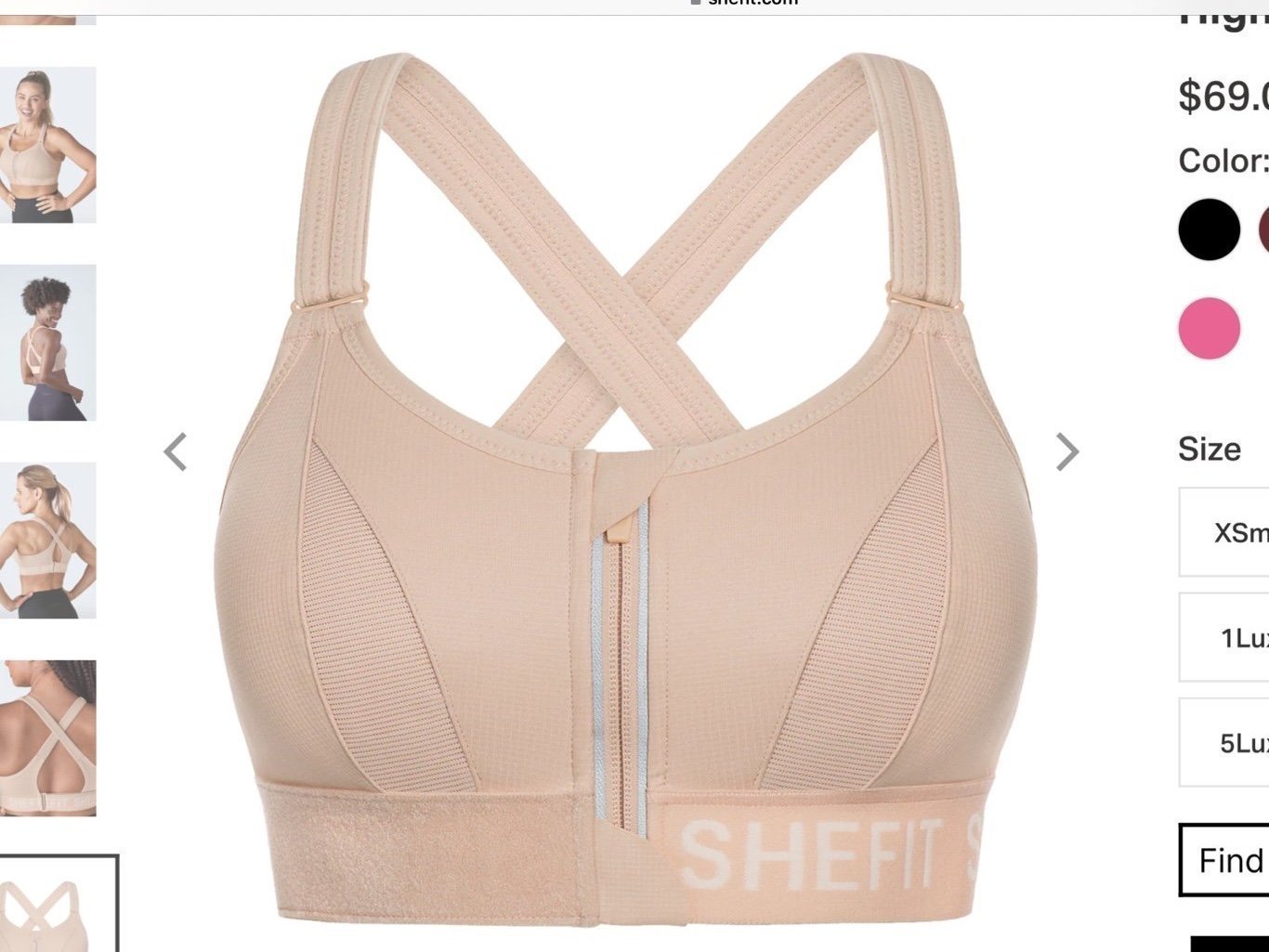 Shefit Ultimate High Impact Zip Front Sports Bra Luxe White 38C 36C 36D 34DD