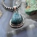 Sterling Southwestern Style Matrixed Natural Green Turquoise Pendant For Women