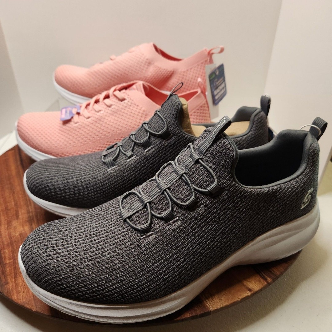 2 pairs S Sport by Skechers memory foam shoes grey pink womens size 11